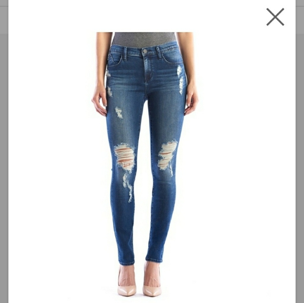 R&R high-rise distressed skinny jeans